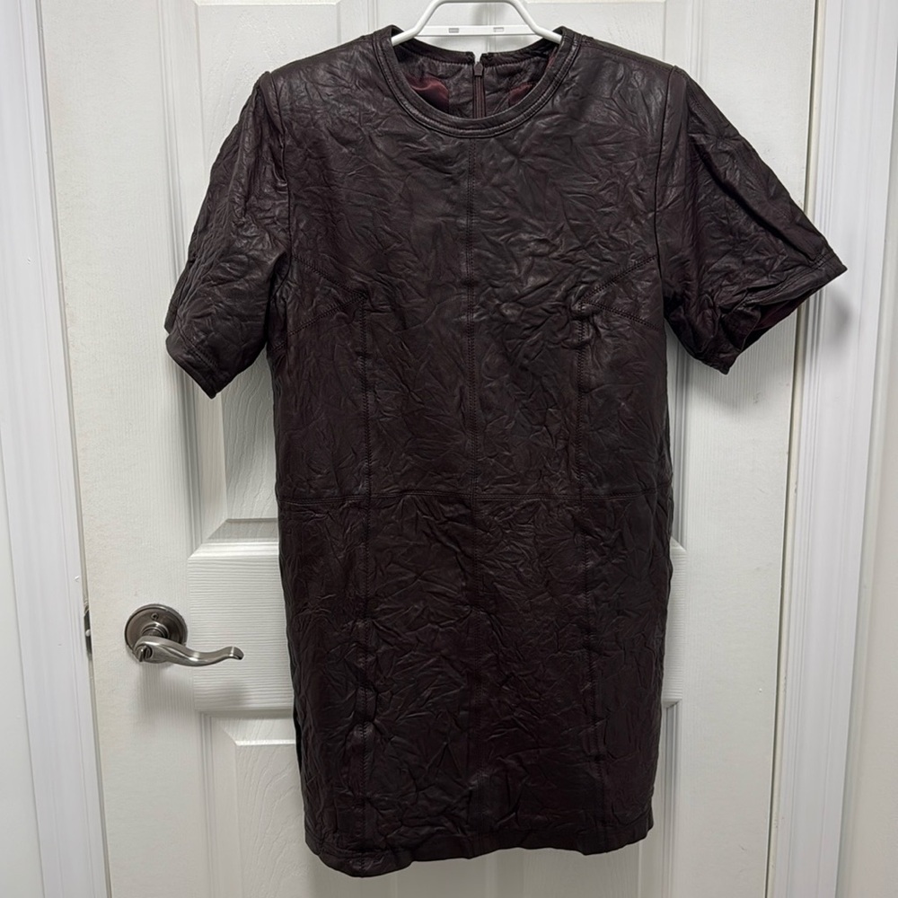 Zadig & Voltaire Leather mini dress brown size L